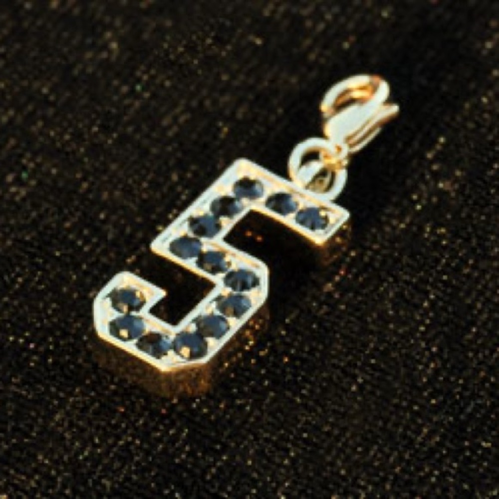 24kt Gold Swarovski Number 5 9 17 25 26 27 42 51 55 64 83 88 91 Pendant Charm